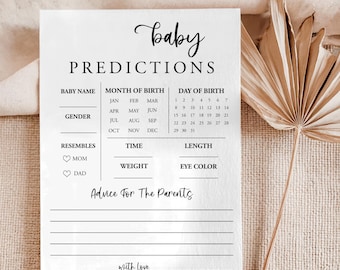 Baby Predictions and Advice, Baby Shower Predictions Card, Baby Shower Games Printable, Advice and Wishes for Baby, Digital Download