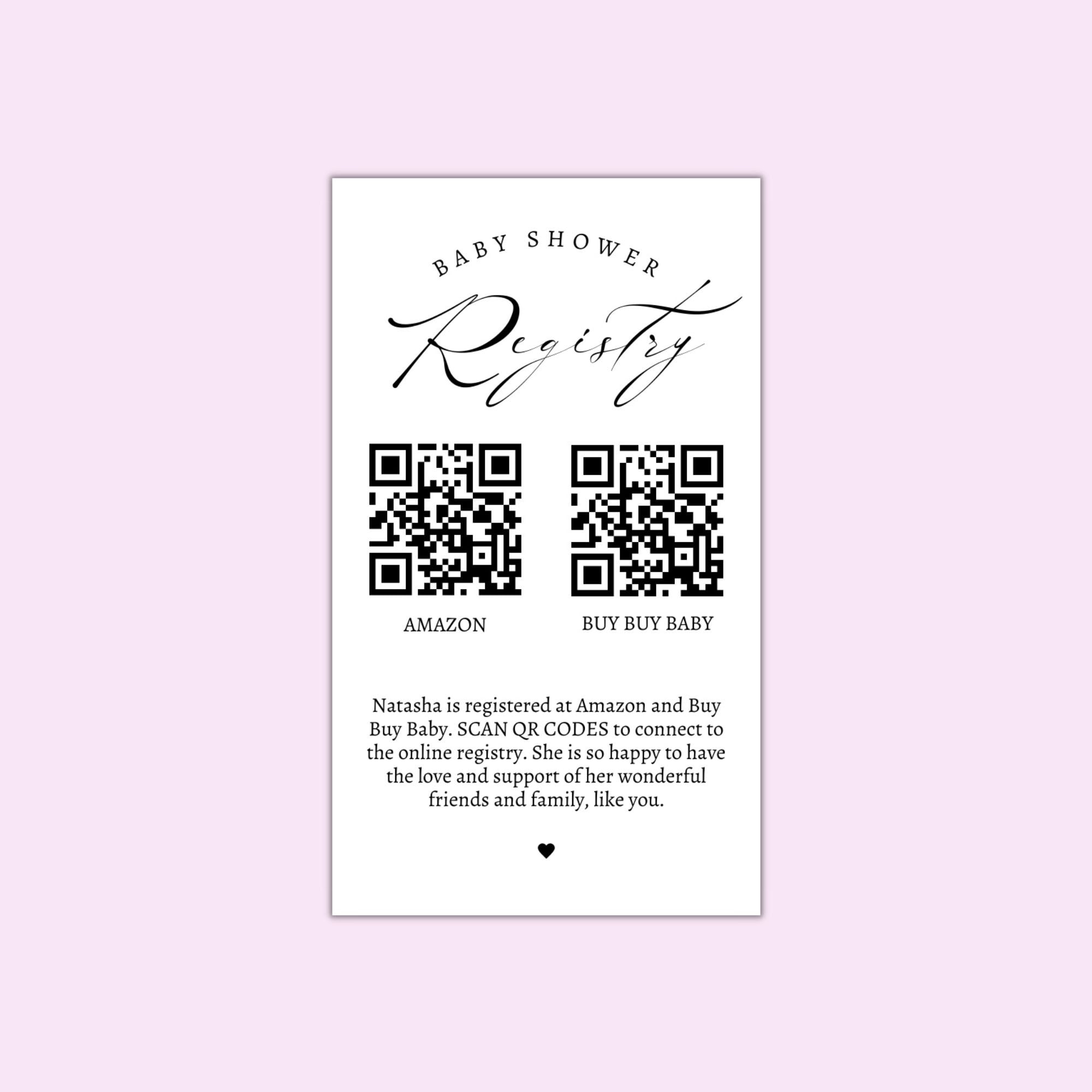 Gifts for Baby, Baby Shower Registry Card, With QR Codes, How to Create