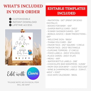 Storybook Baby Shower Bundle, A New Chapter Begins, Editable Canva Template Digital Download image 2