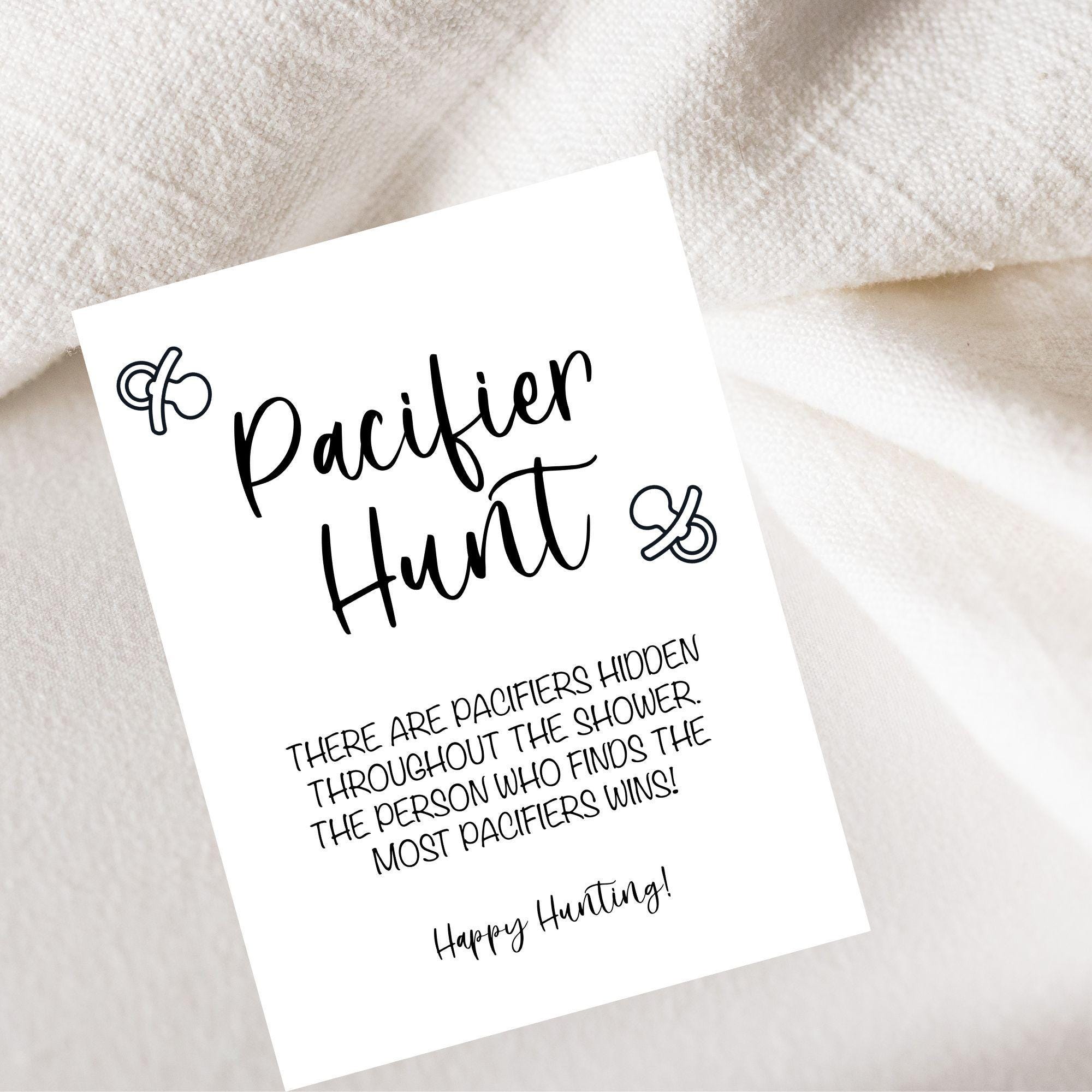Hunting Pacifier Pacifier Hunt Baby Shower Game Sign, Find the Most Pacifiers, Hunting ...