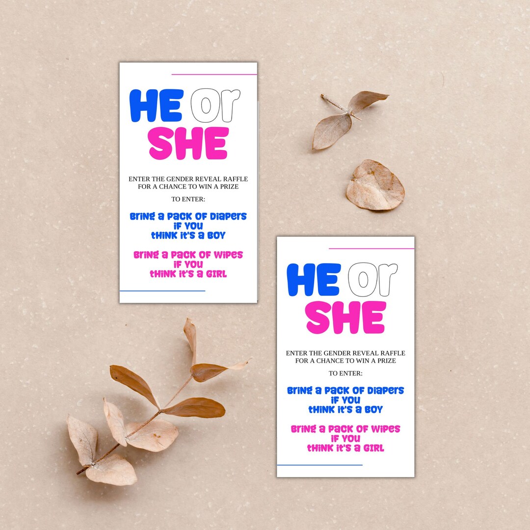 He or She Gender Reveal Raffle, Bring Diapers or Wipes and Receive a