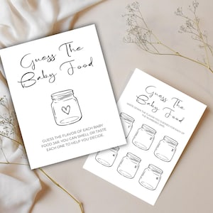Guess The Baby Food, Baby Shower Games, Baby Food Game, Baby Shower Taste the Baby Food, Baby Food Guessing Game Printable, Instant Download