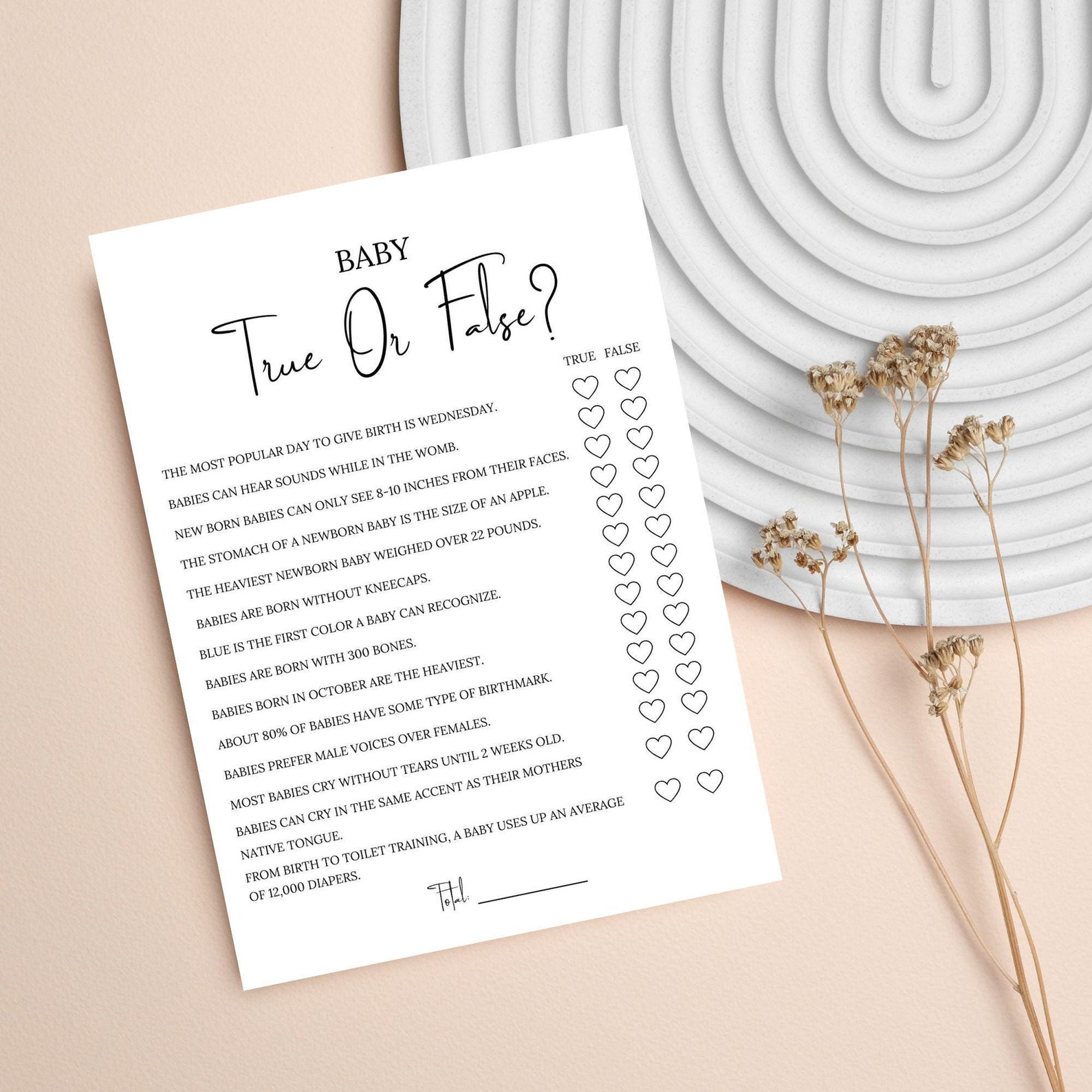 Printable Tue Baby Shower Games Printable, True or False Baby Shower Trivia Game ...