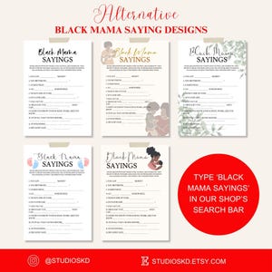 Printable Black Baby Shower Games, Black Mama Sayings, Fill in the ...