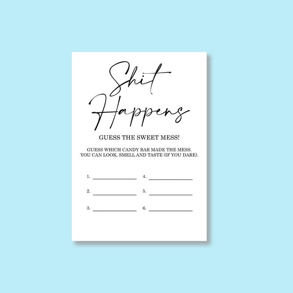 Shit Happens Guess the Sweet Mess Baby Shower Game Card, Name That Poop, Baby Shower Fun, Digital Printable