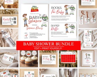 Paquete de baby shower "It's A Boy Story", invitación para baby shower de Toy Story, juegos editables para baby shower, decoraciones para baby shower de niño
