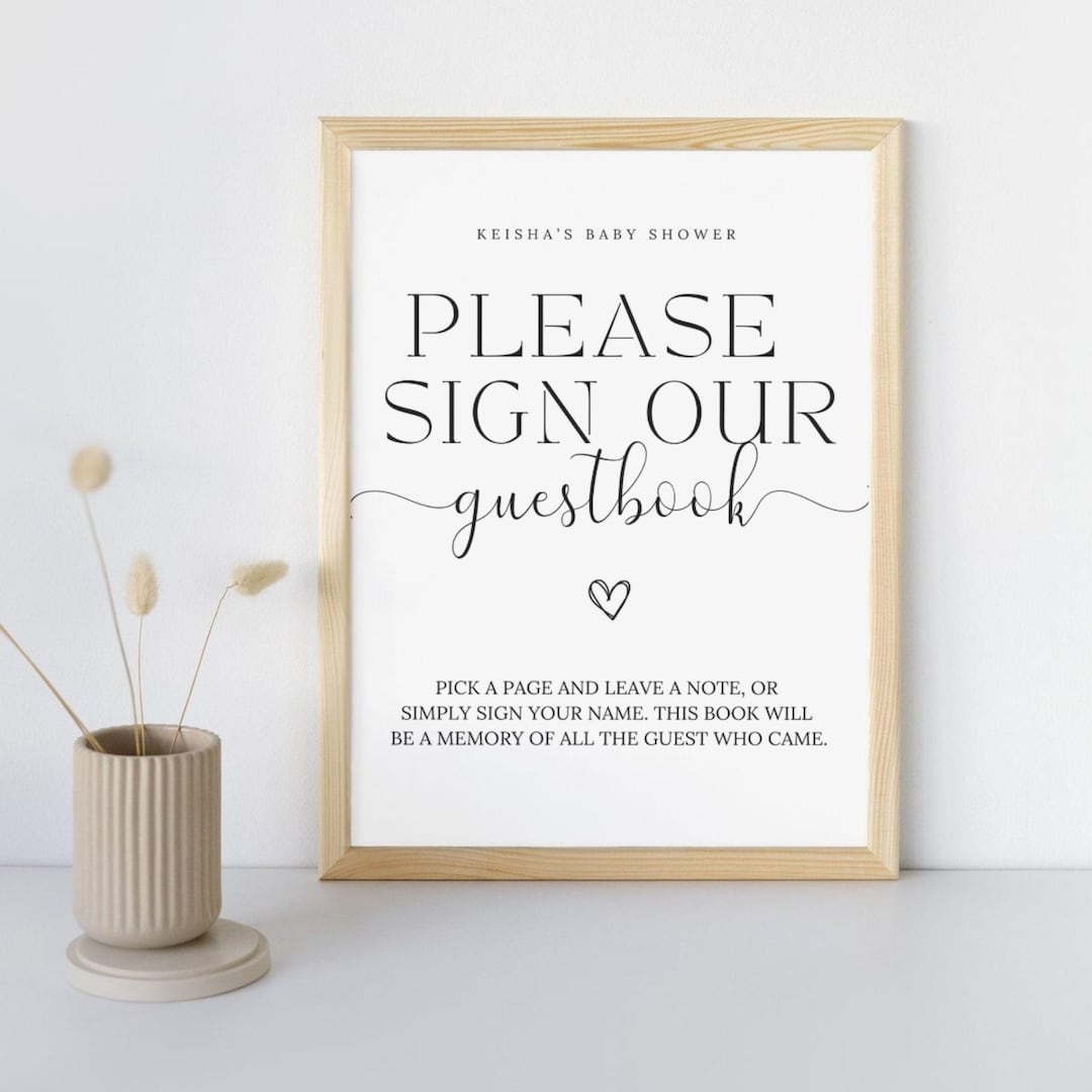 Printable Baby Shower Guest Book Sign, Please Sign the Guestbook ...
