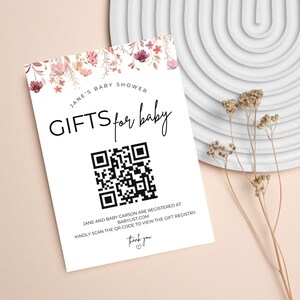 Baby Shower Registry Card With QR Codes, Wildflower Registry Card ...