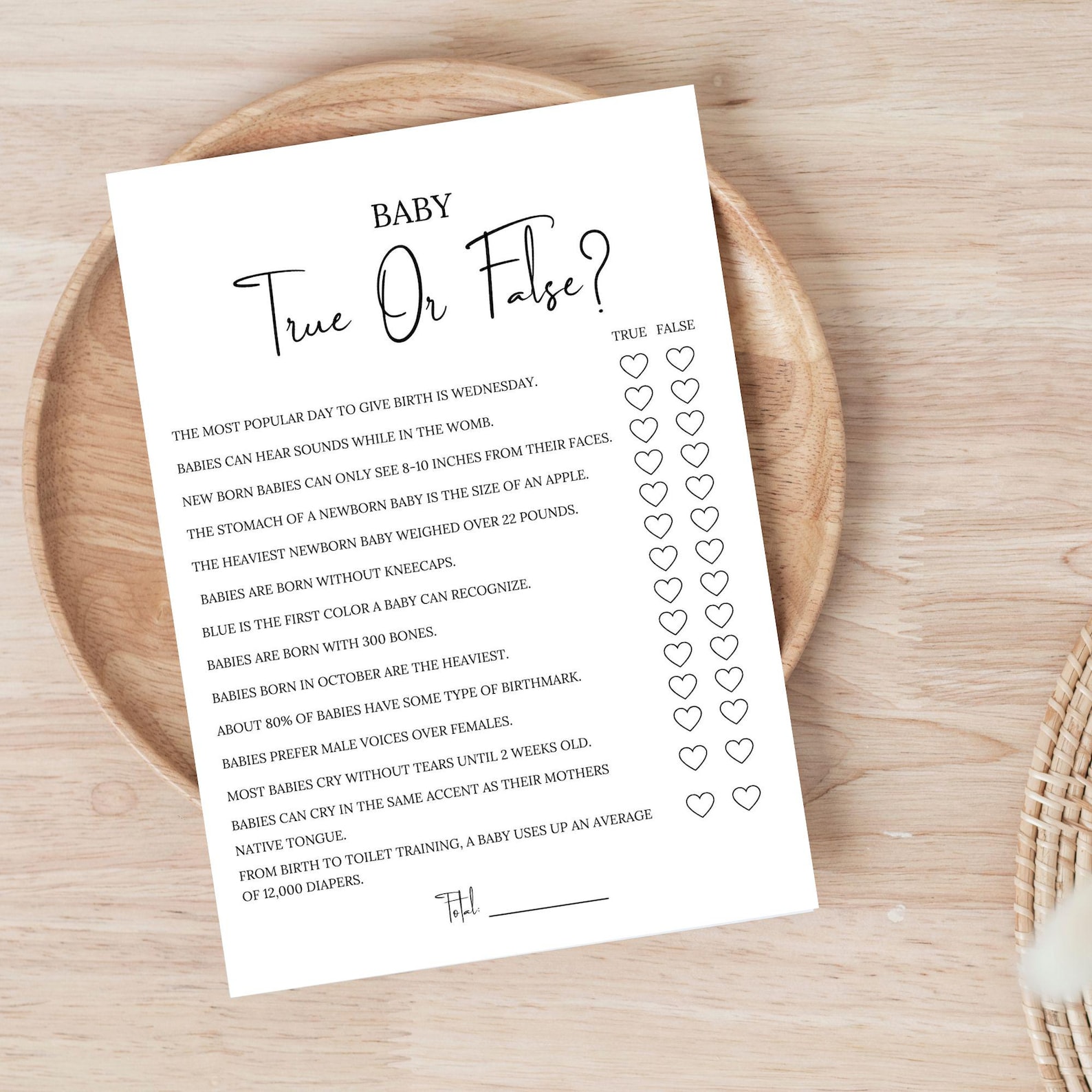 Printable Tue Baby Shower Games Printable, True or False Baby Shower Trivia Game ...