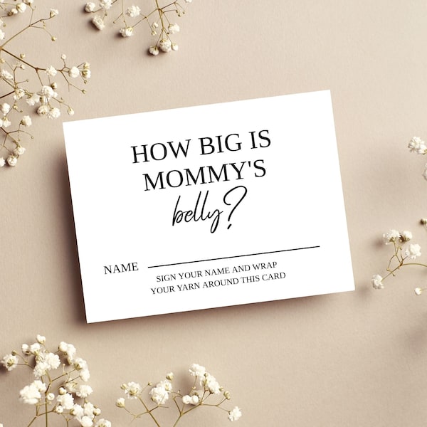 How Big is Mommy's Belly? Baby Shower Game Card, Guess the Distance around the mom-to-be's Baby Bump,Digital Printable