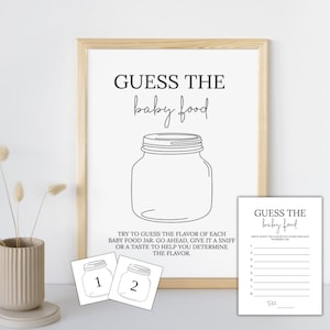 Guess the Baby Food Baby Shower Game, Taste the Baby Food, Minimalist Baby Shower Guessing Game, Jars of Baby Food Game, Editable Template
