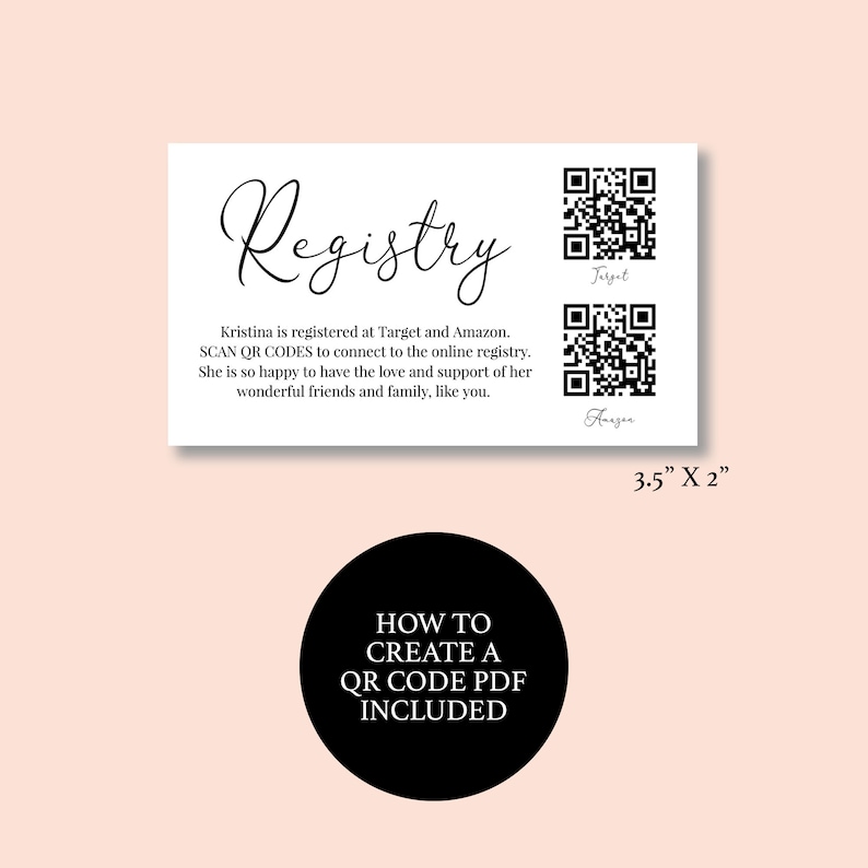 Baby Shower Registry Card With QR Codes for Your Online Etsy
