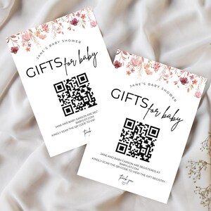 Baby Shower Registry Card With QR Codes, Wildflower Registry Card ...