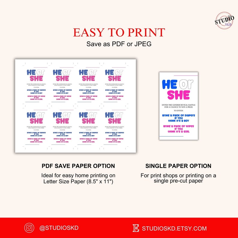 He or She Gender Reveal Raffle, Bring Diapers or Wipes and Receive a