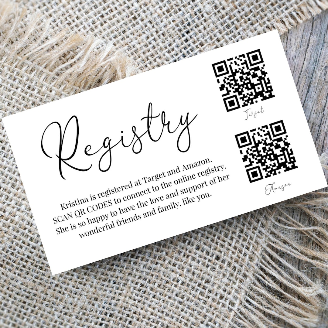 Baby Shower Registry Card With QR Codes for Your Online Etsy