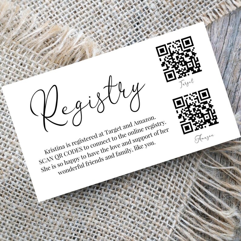 Baby Shower Registry Card With QR Codes for Your Online Etsy