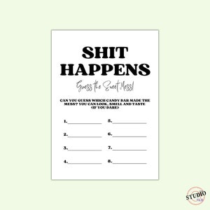 Shit Happens Guess the Sweet Mess Baby Shower Game Card, Name That Poop ...