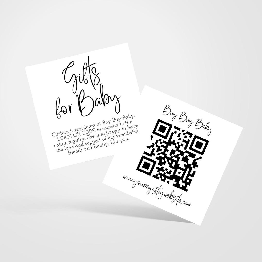 Baby Shower Registry Card With QR Code, Gifts for Baby Invitation ...