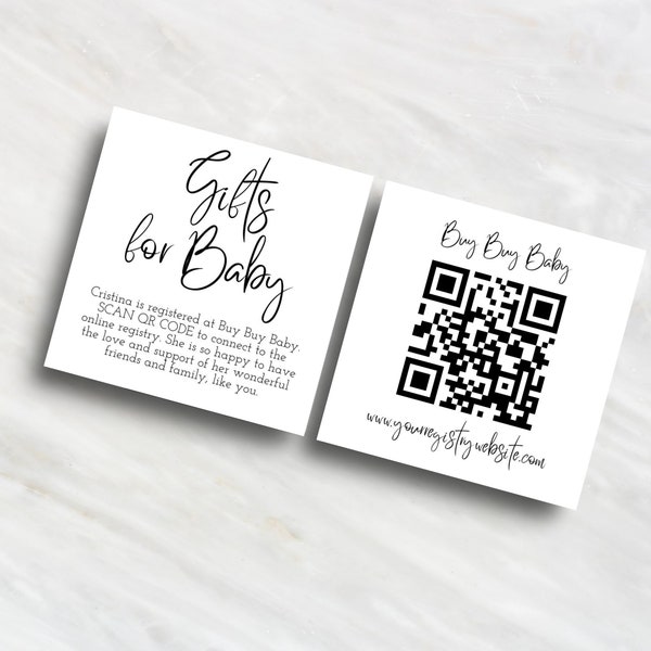 Two-sided Gifts for Baby Baby Shower Registry Card with QR Code, How to Create a QR code Guide INCLUDED, Editable Digital Template