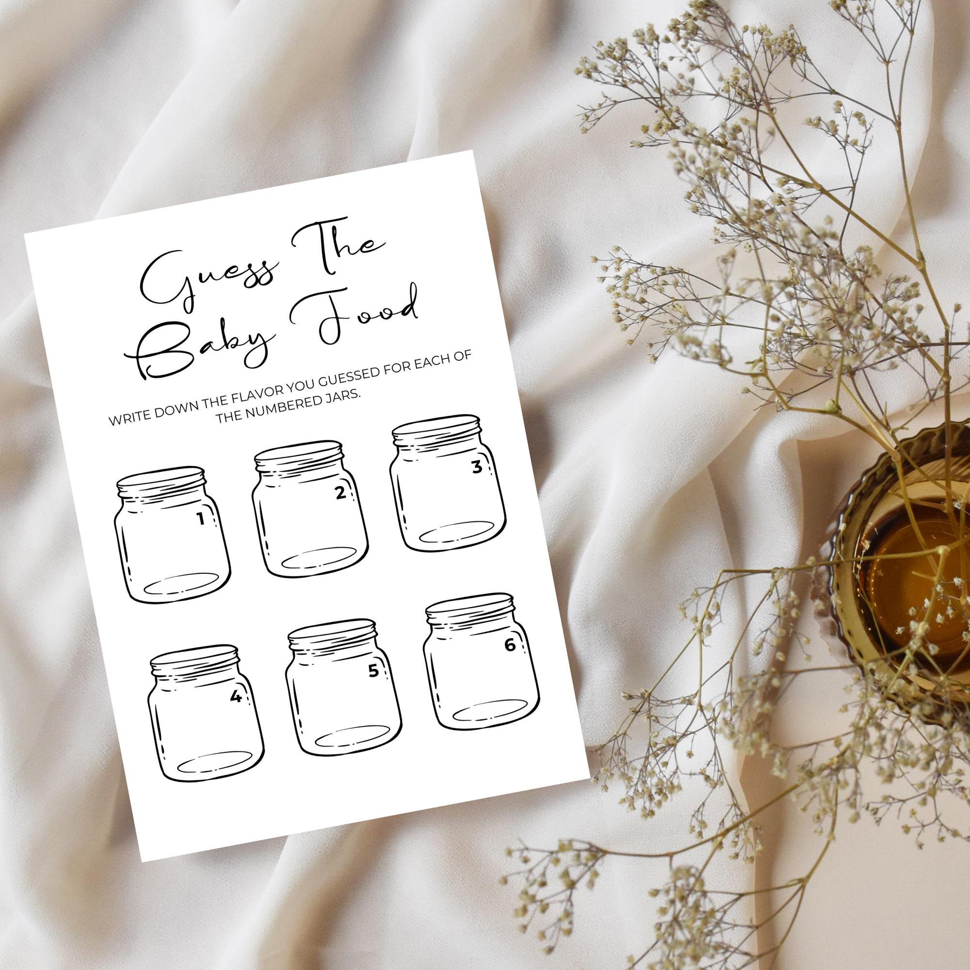 Guess the Baby Food Baby Shower Game, Taste the Baby Food, Minimalist ...