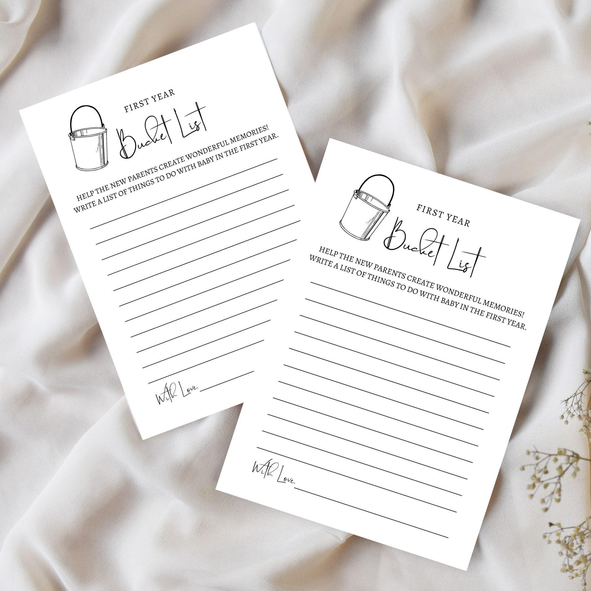 Baby Bucket List Baby Shower Game, Minimalist Baby's First Year ...