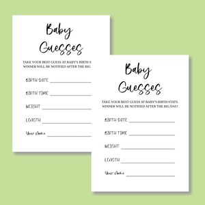 Baby Guesses Baby Stat's Card Guess the Baby's Birth - Etsy