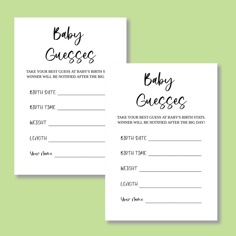 Baby Guesses Baby Stat's Card, Guess the Baby's Birth Stats, Baby ...