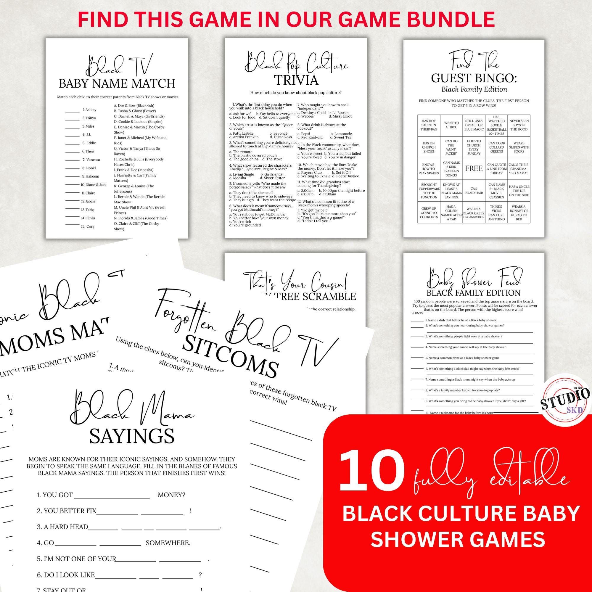 Black Mama Sayings Baby Shower Games- Fill in the Blank - Do You Know ...