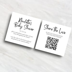Baby Shower Scan zum Hochladen von Fotos und Videos Karte mit QR-Code, So erstellen Sie QR-Code PDF inklusive, bearbeitbare Canva-Vorlage
