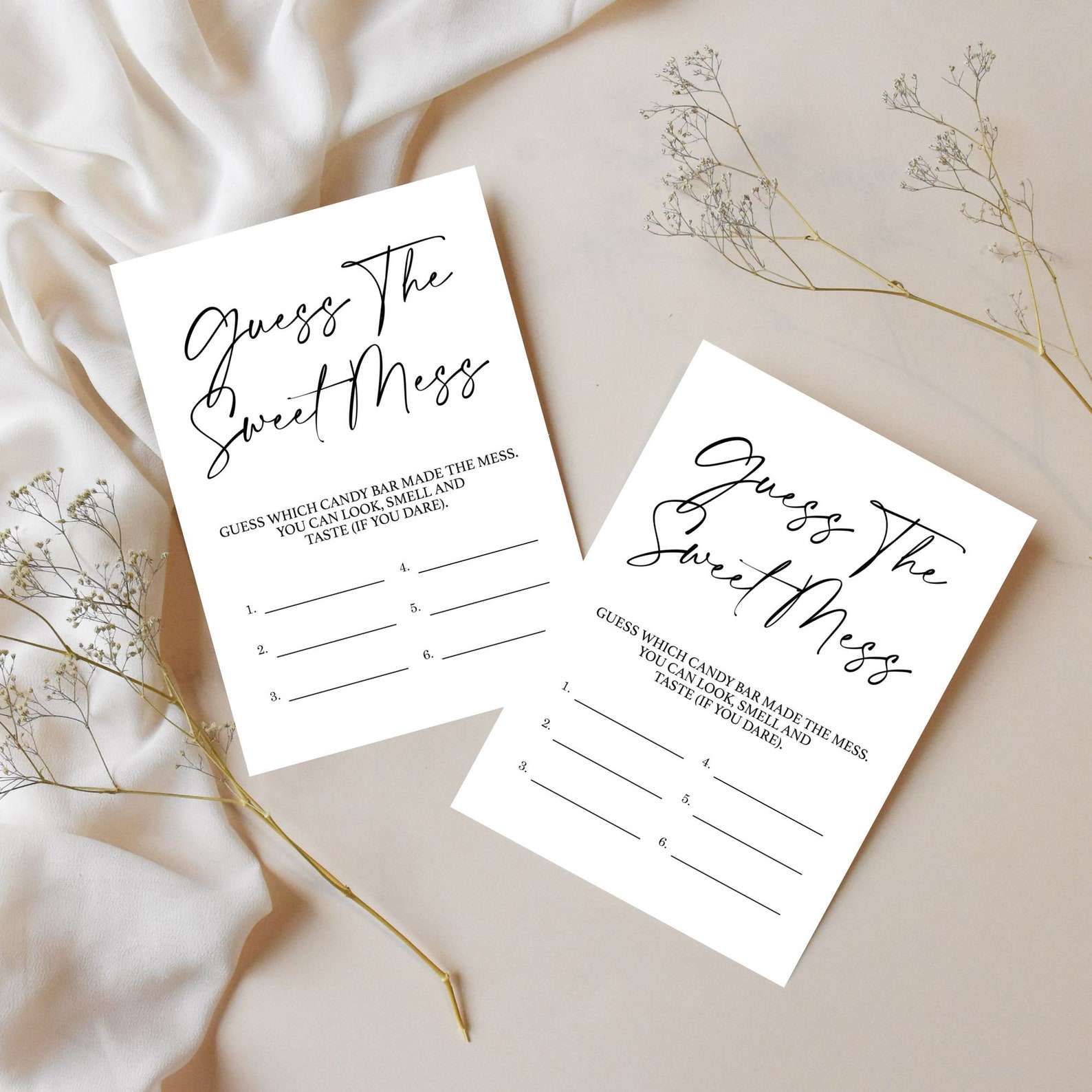 Guess the Sweet Mess Baby Shower Game Card, Name That Poop, Baby Shower ...