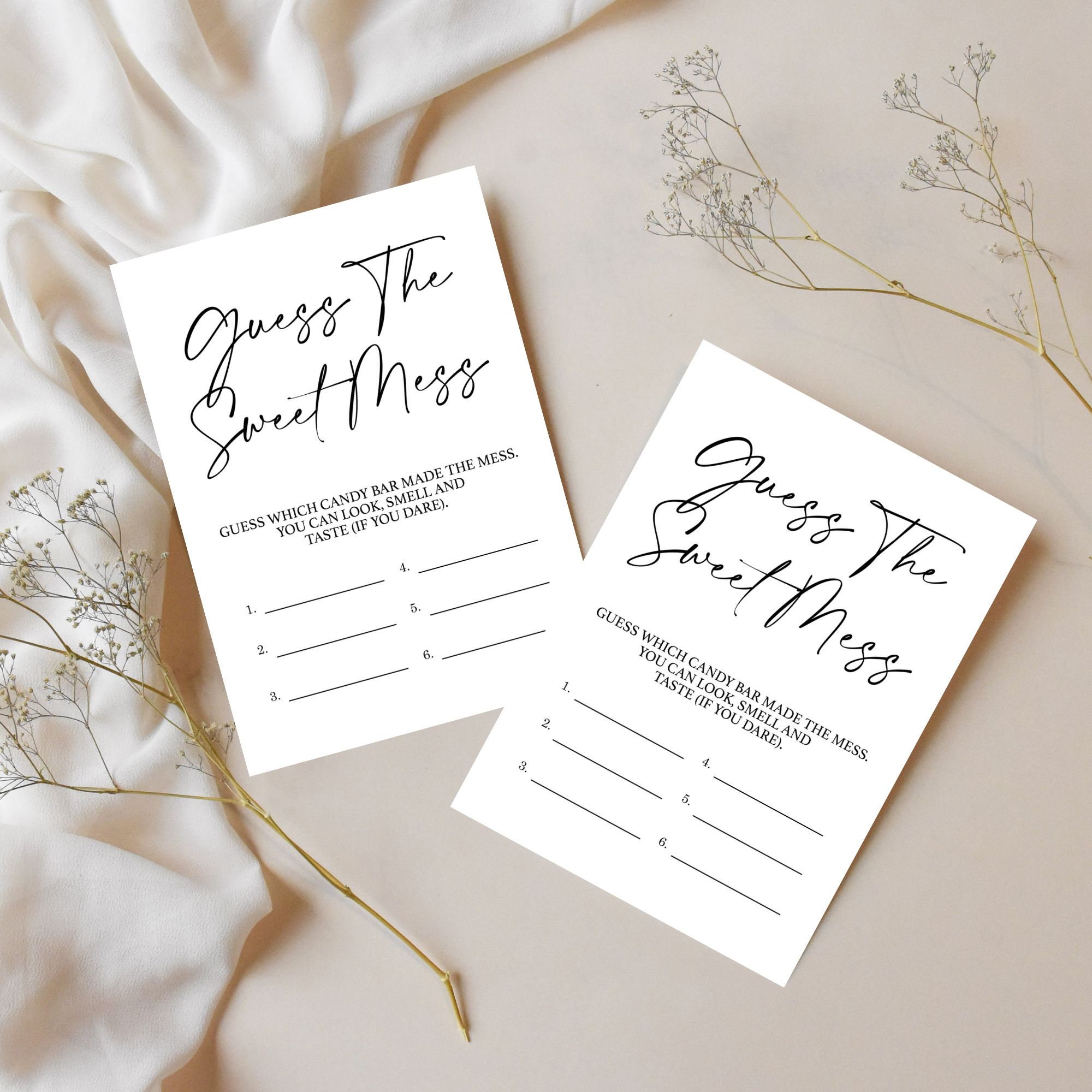 Guess the Sweet Mess Baby Shower Game Card, Name That Poop, Baby Shower ...