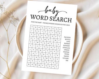 Baby Shower Word Search Game, Word Puzzle, Editable Canva Template ( Digital Download )