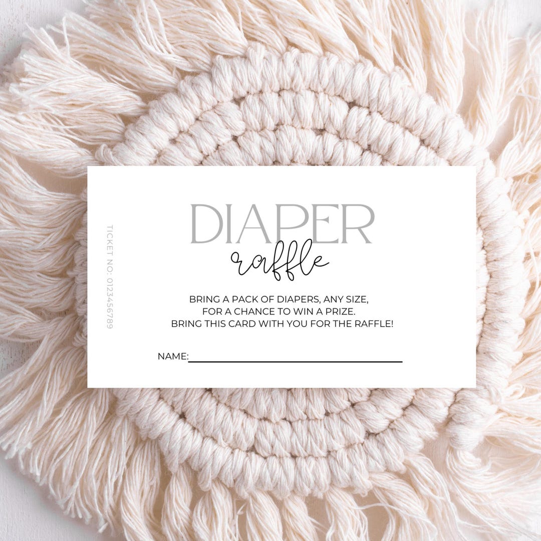 Editable Diaper Raffle Tickets, Minimalist Baby Shower Game, Canva ...