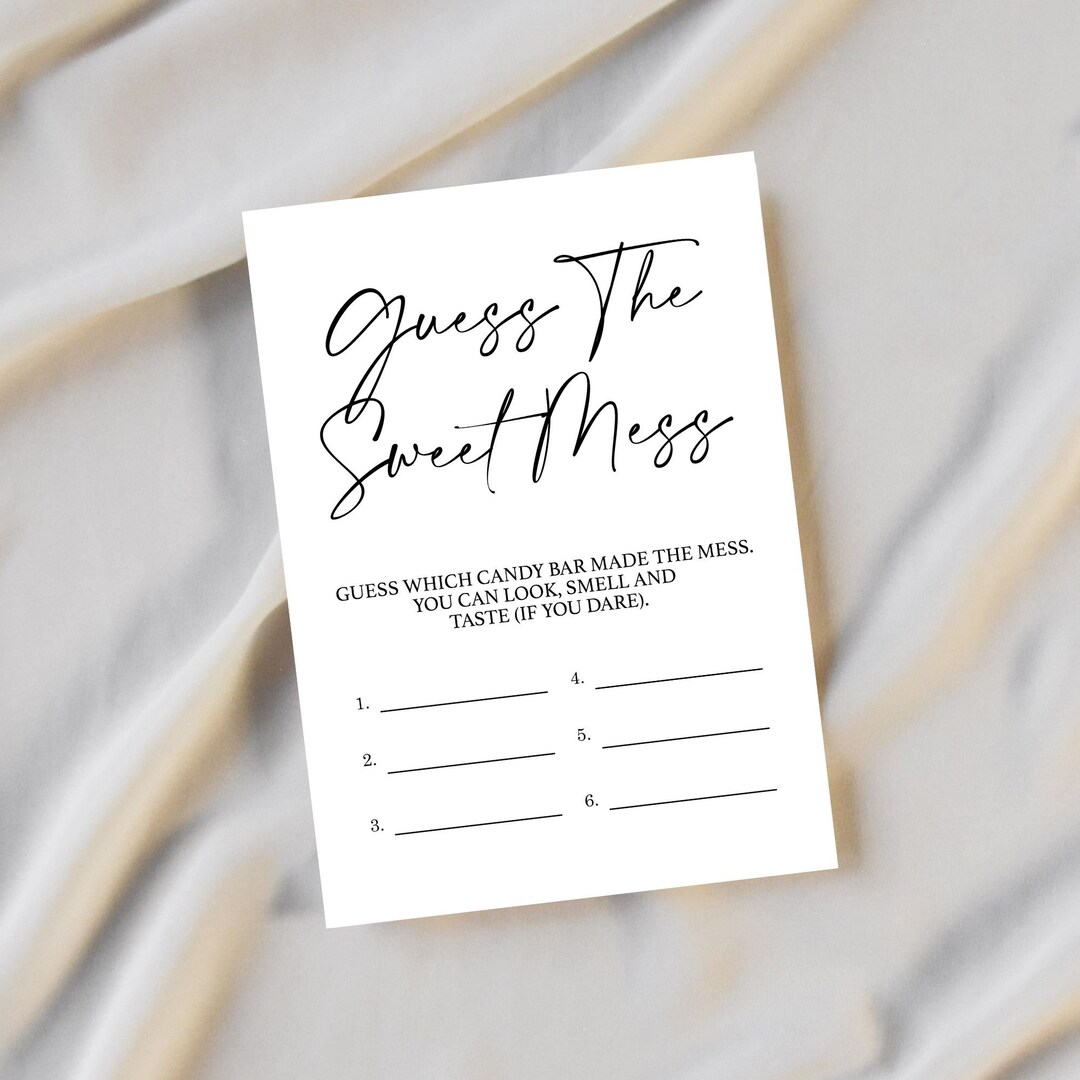 Guess the Sweet Mess Baby Shower Game Card, Name That Poop, Baby Shower ...