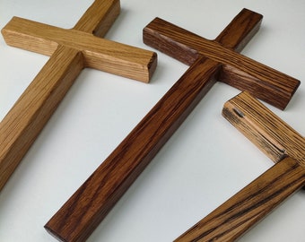 30cm Wooden Cross -  Solid Oak Cross  - Wall Cross - Memorial Cross - Handmade - Wood Crucifix - Crucifixes and Crosses - Plain Wooden Cross