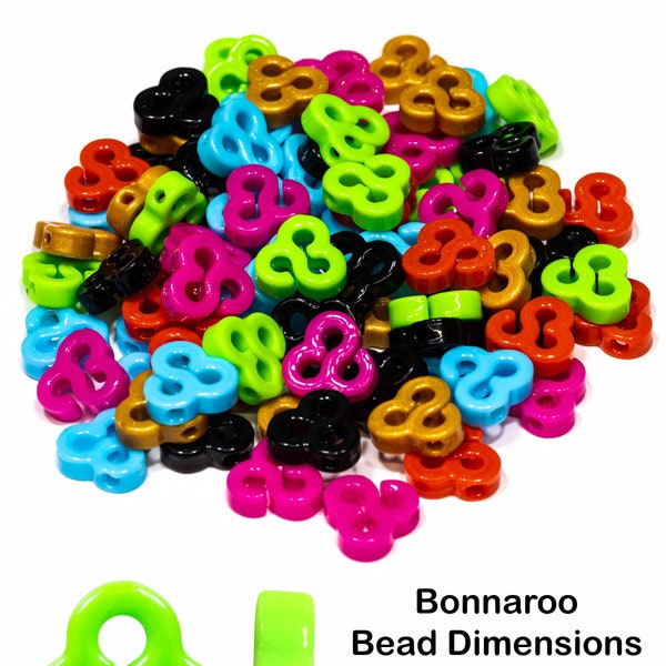 Bonnaroo Kandi Beads | Choose from Blue, Pink, Black, Red, Green, Gold, or Variety Pack. Packs of 12, 24, 36, or 60 beads. 3D Printed Charms