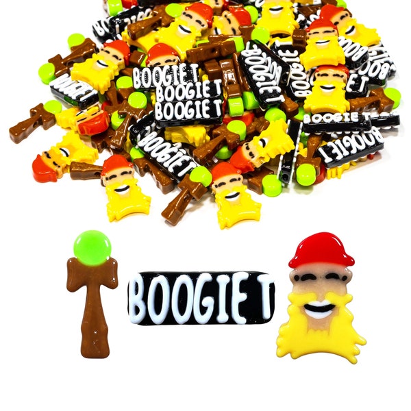 Boogie T Kandi Beads | Choose from Boogie T (Text or Face) and Kendama or Variety Pack. Packs of 6, 12, 24, 36, or 60 beads. 3D Printed