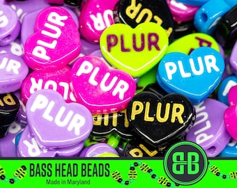 PLUR Kandi Beads | Choose from Pink, Black, Green, Blue, Purple, or Variety Pack. Packs of 5, 10, 20, 30, or 50 beads. 3D Printed EDM Beads