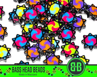 Flowstar Kandi Beads | Packs of 4, 12, 24, 36, or 60 beads. 3D Printed EDM Beads in Glossy ABS Plasticowstar