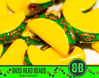 Taco Kandi Beads | Packs of 5, 10, 20, 30, or 50 Mexican Food Beads. 3D Printed Music Festival + Rave Charms in Glossy, Colorful ABS Plastic