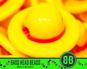 Yellow Hat Kandi Beads | Packs of 5, 10, 20, 30, or 50 beads. 3D Printed Music Festival + Rave Charms in Glossy, Colorful ABS Plastic