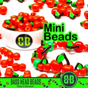 Mini Cherry Kandi Beads | Packs of 5, 10, 20, or 30 beads. Music Festival + Rave Charms in Glossy, Colorful Plastic.