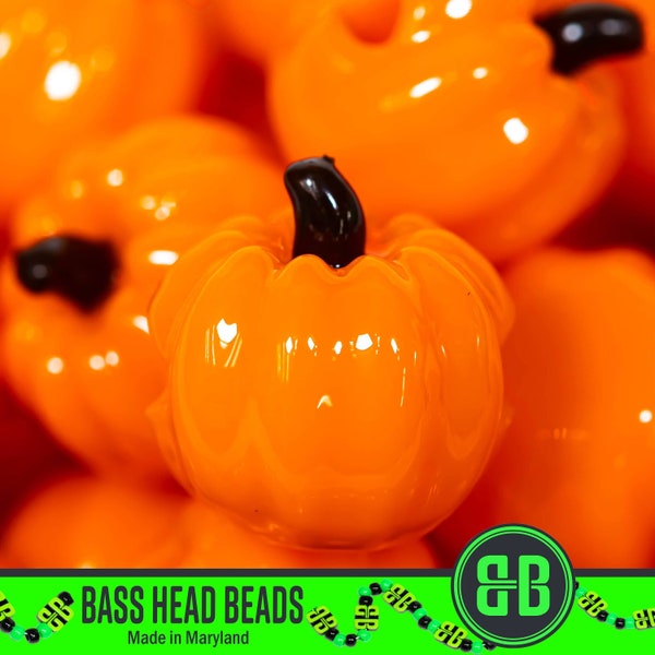 Fall Pumpkin Kandi Beads | Packs of 5, 10, 20, 30, or 50 beads. 3D Printed Music Festival + Rave Charms in Glossy, Colorful ABS Plastic