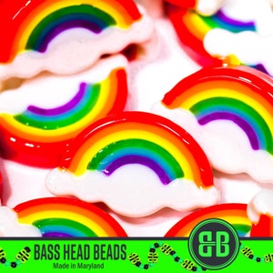 Rainbow Kandi Beads | Packs of 5, 10, 20, 30, or 50 beads. 3D Printed Music Festival + Rave Charms in Glossy, Colorful Plastic