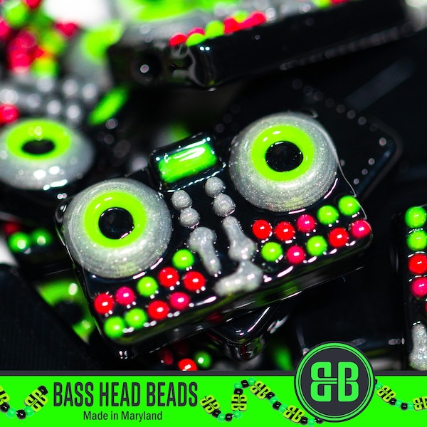 DJ Deck Kandi Beads | Packs of 5, 10, 20, 30, or 50 beads. 3D Printed Music Festival + Rave Charms in Glossy, Colorful ABS Plastic