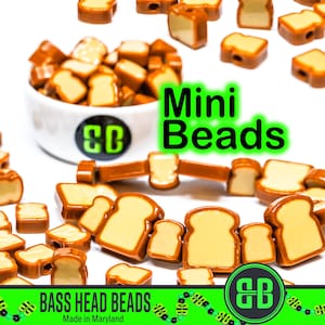 Mini Toast Kandi Beads | Packs of 5, 10, 20, or 30 beads. Music Festival + Rave Charms in Glossy, Colorful Plastic.