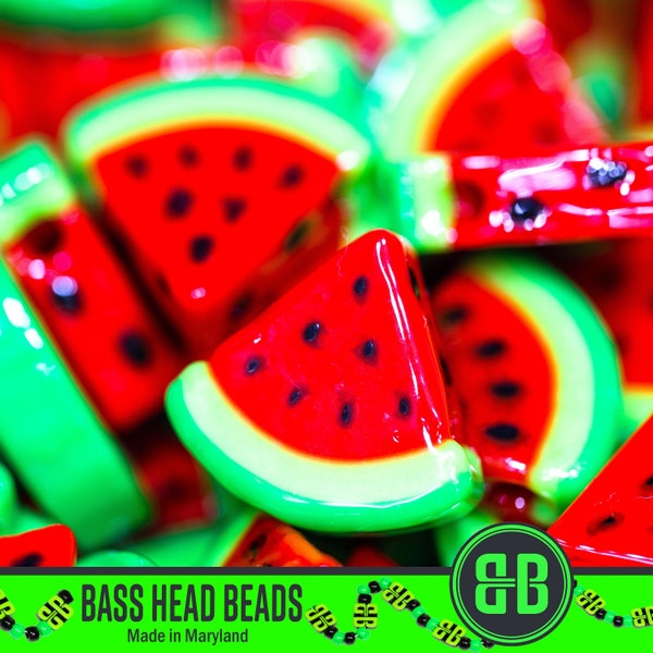 Watermelon Kandi Beads | Packs of 5, 10, 20, 30, or 50 beads. 3D Printed Music Festival + Rave Charms in Glossy, Colorful ABS Plastic