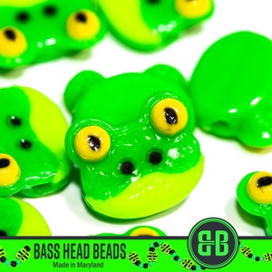 Frog Kandi Beads | Packs of 10, 20, 30, or 50 beads. 3D Printed Music Festival + Rave Charms in Glossy, Colorful ABS Plastic