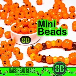 Mini Pumpkin Kandi Beads | Packs of 5, 10, 20, or 30 beads. Music Festival + Rave Charms in Glossy, Colorful Plastic.