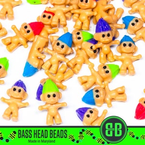 Troll Doll Kandi Beads | Packs of 4, 12, 24, 36, or 60 beads. 3D Printed EDM Beads in Glossy ABS Plastic